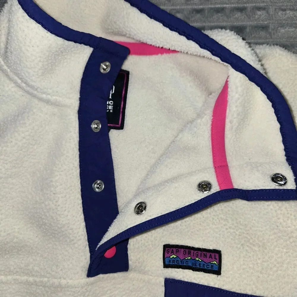 Girls Gap Arctic Fleece Reissue Snap T Pullover Jacket Cream Large 10